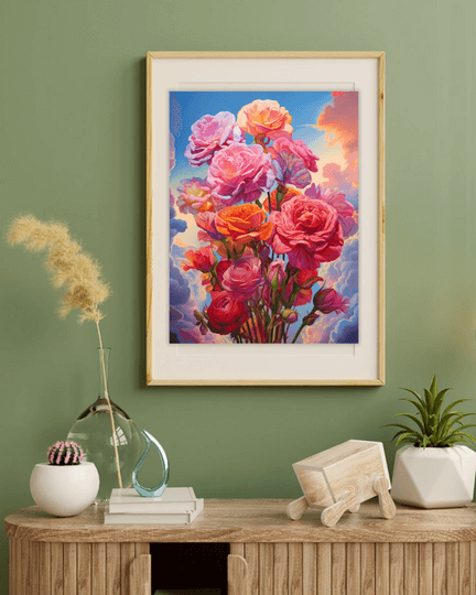 Pintura romántica de diamantes de rosas