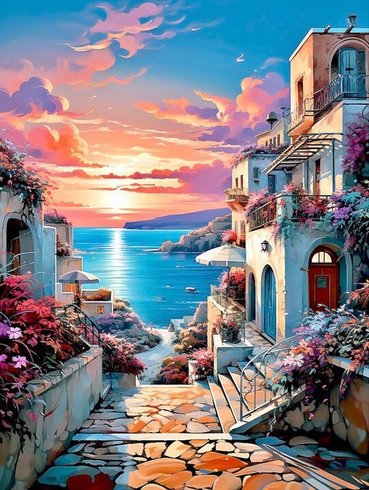 Santorini Sunset Diamond Painting
