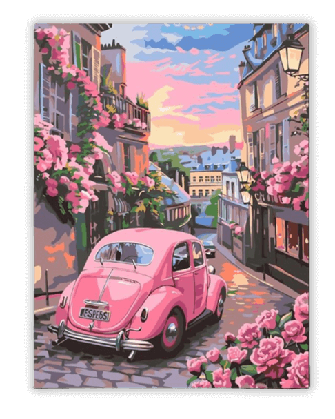 Sueños rosas en París: pintura por números 