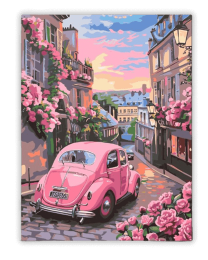 Sueños rosas en París: pintura por números 
