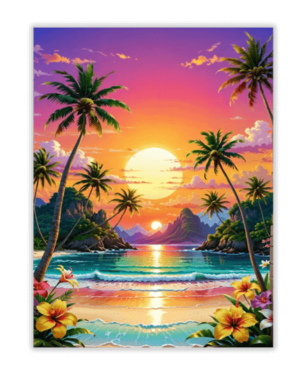 Pintura de diamante "Atardecer en la isla"