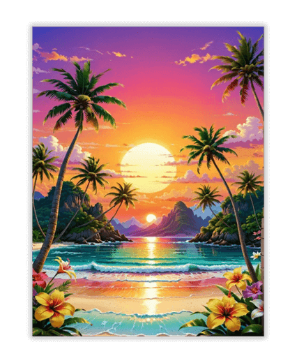 Pintura de diamante "Atardecer en la isla"