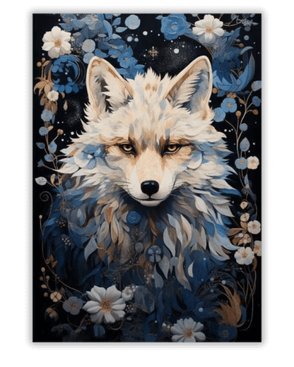 Pintura de diamante de lobo azul místico