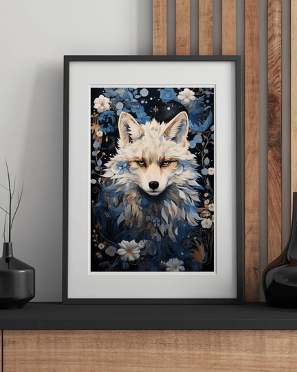 Pintura de diamante de lobo azul místico
