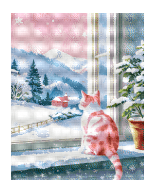 Lonely Snow Cat Diamond Painting