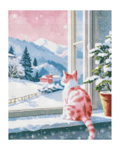 Lonely Snow Cat Diamond Painting
