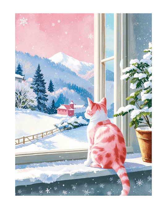 Lonely Snow Cat Diamond Painting