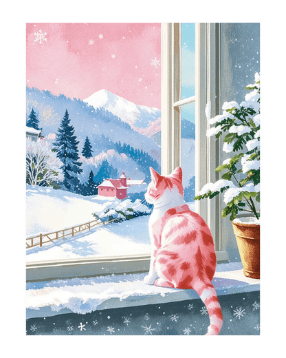 Lonely Snow Cat Diamond Painting