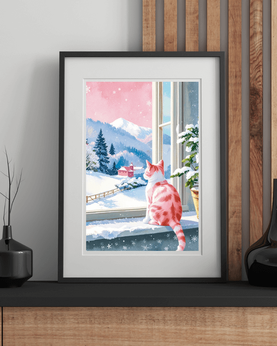 Lonely Snow Cat Diamond Painting