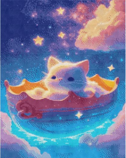 Pintura de diamantes con flores de cerezo y el monte Fuji