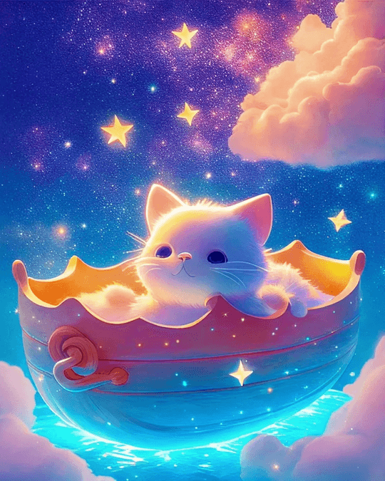 Pintura de diamantes con flores de cerezo y el monte Fuji