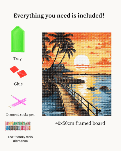 Sunset Cabin Diamond Painting