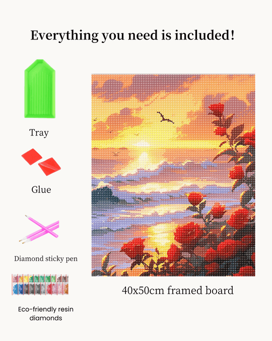 Pintura de diamante del océano rosa