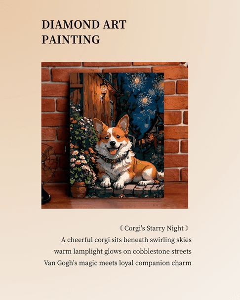 Corgi's Starry Night Diamond Painting
