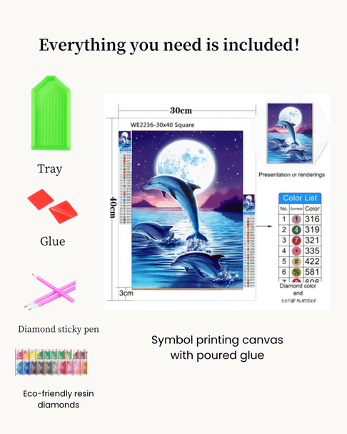 Moonlight Dolphins Diamond Painting