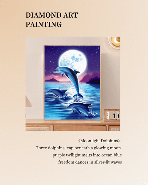 Moonlight Dolphins Diamond Painting