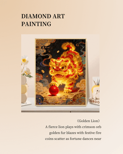 Golden Lion Diamond Painting
