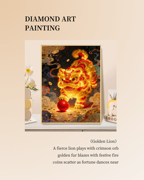 Golden Lion Diamond Painting