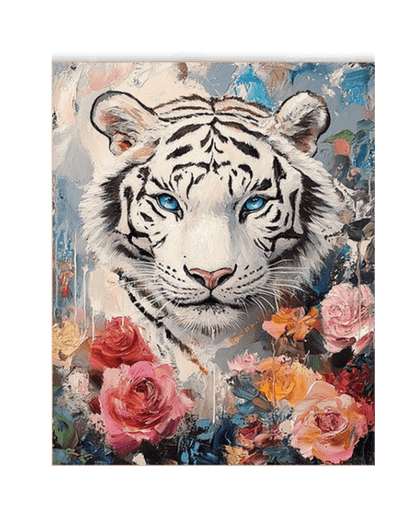 Pintura de diamantes con flores de cerezo y el monte Fuji