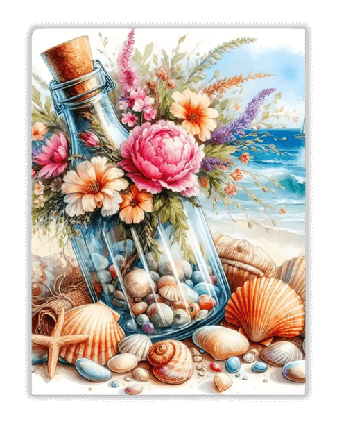 Seaside Message Bottle Diamond Painting