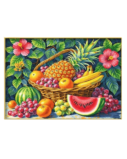 Pintura de diamantes con flores de cerezo y el monte Fuji