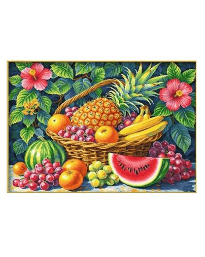 Pintura de diamantes con flores de cerezo y el monte Fuji