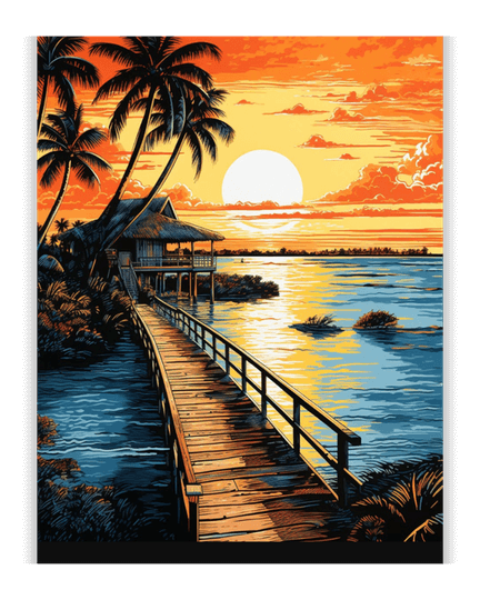 Sunset Cabin Diamond Painting