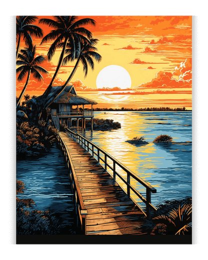 Sunset Cabin Diamond Painting