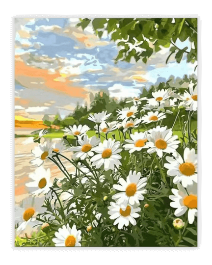 White Daisy Sunset Diamond Painting