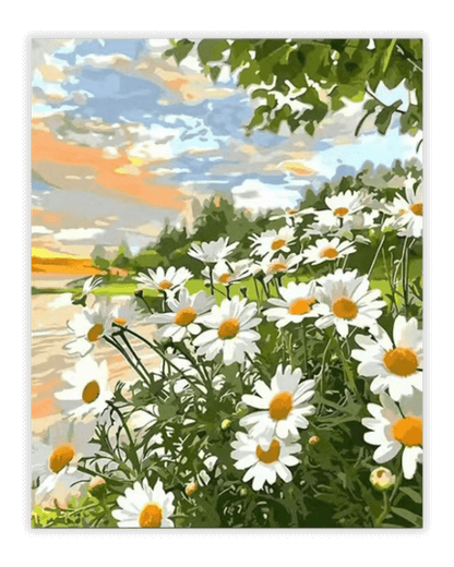 White Daisy Sunset Diamond Painting