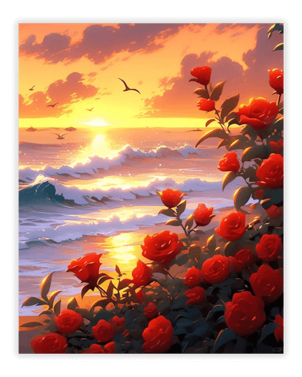 Pintura de diamante del océano rosa