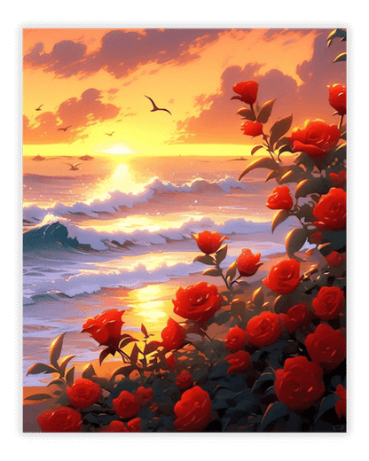 Pintura de diamante del océano rosa