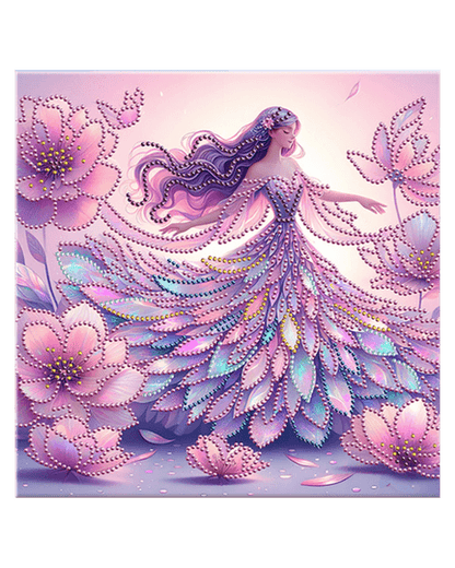 Pintura de diamante de hada de flores moradas