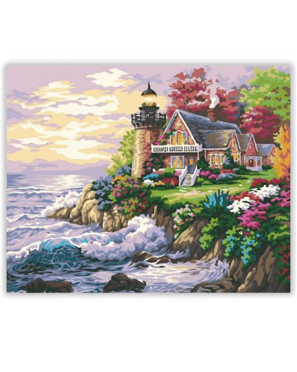 Coastal Lighthouse Cottage Paint by Number