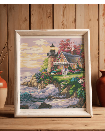 Coastal Lighthouse Cottage Paint by Number