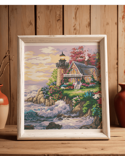 Coastal Lighthouse Cottage Paint by Number