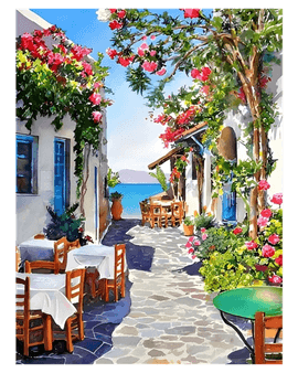Mediterranean Flower Street Diamond Painting