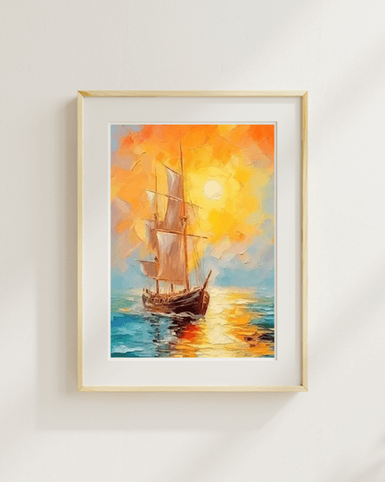 Sailing Ship Sunset Diamond Painting Kit